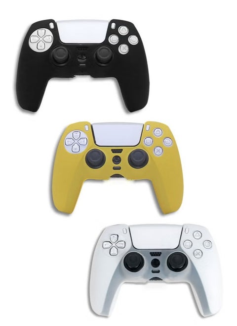 Soft Silicone Protective Case Cover for PS5/PS5 Slim Controller,TPU Hard Non-Slip No Interference Skin Protector Case Full Protection Cover for PS5/PS5 Slim Wireless Controller(3 Packs)