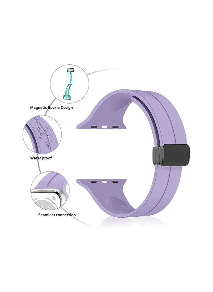Generic - Magnetic Band for Apple Watch Ultra 49mm 45mm 44mm 42mm, Soft Silicone Sport Strap Men Women Compatible with iWatch Series 8/7/6/5/4/3/2/1/Ultra - Image 1