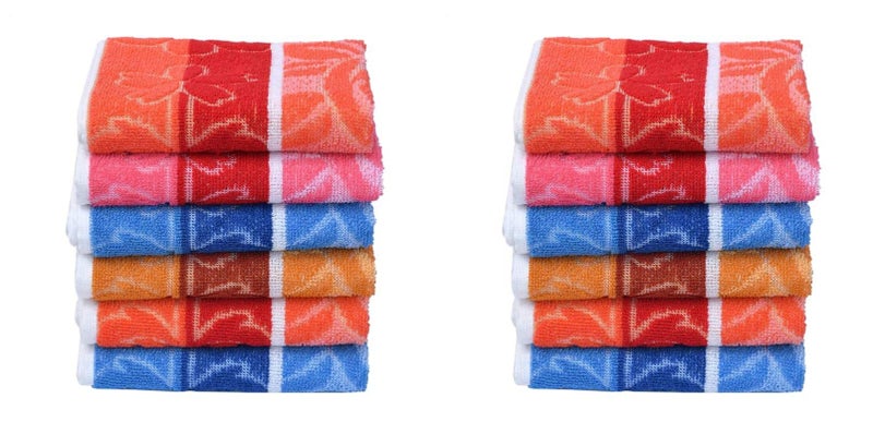 HSR Collection Premium Cotton Hand Towel Set of 12 Pieces - 120 GSM, Multicolor - Image 1