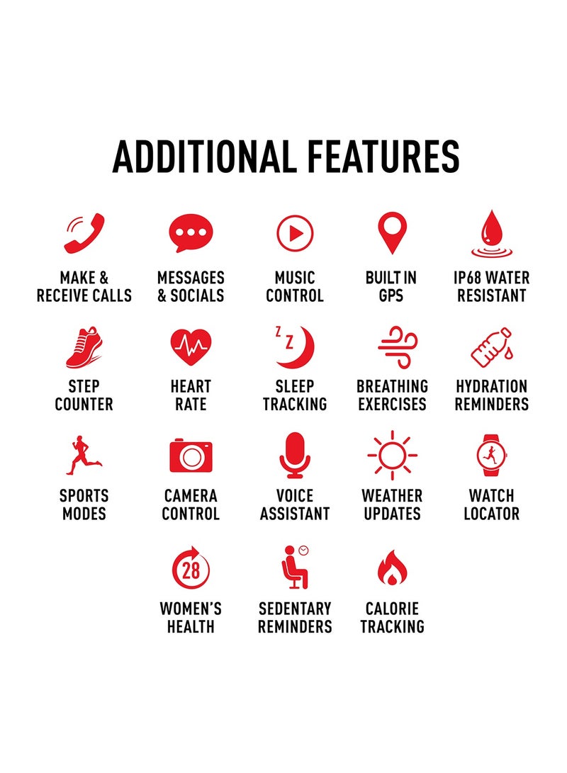 Reflex Active Venture R 400 AMOLED GPS Black and Red Smart Calling Watch - Image 5