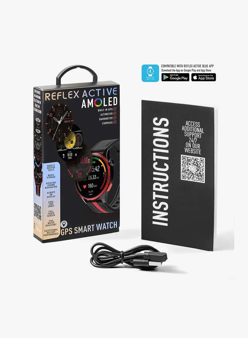 Reflex Active  Reflex Active Venture R 400 AMOLED GPS Black and Red Smart Calling Watch  | Best Price UAE