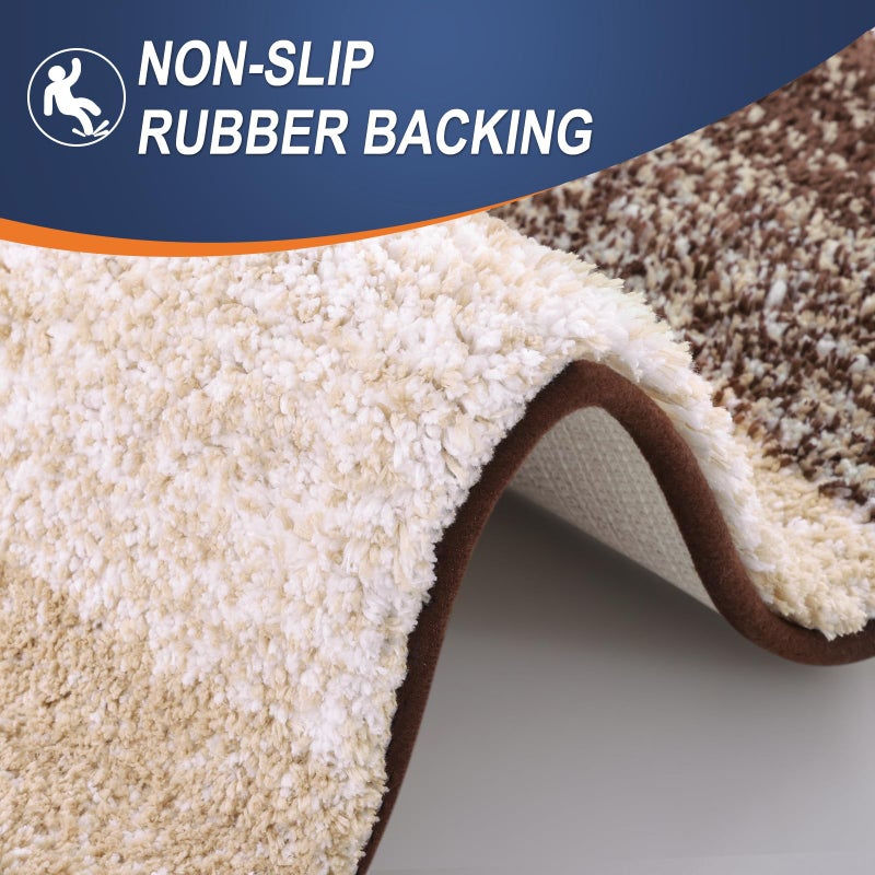 OLANLY Bathroom Rugs Sets 3 Piece  Soft Absorbent Microfiber Bath Rugs and U-Shaped Contour Toilet Rug Area Rug Set  Non-Slip Bath Carpet  Home Decor Accessories  Bath Mat Set for Bathroom  Brown - Image 5