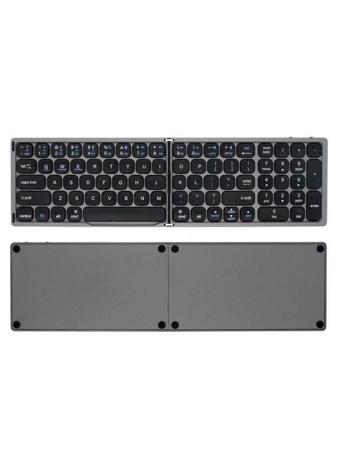 Folding Bluetooth Keyboard For Mobile Phone Tablet Peripherals Wireless Spanish Arabic Keyboard-Color:black Gray-Product Type:English-Spanish - Image 1