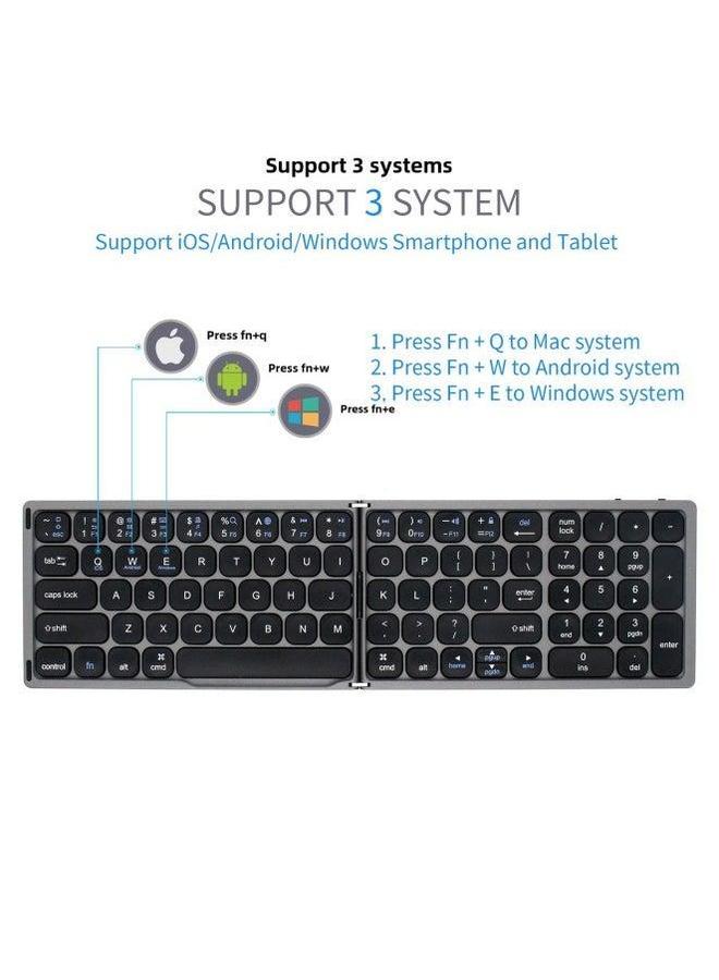 Folding Bluetooth Keyboard For Mobile Phone Tablet Peripherals Wireless Spanish Arabic Keyboard-Color:black Gray-Product Type:English-Spanish - Image 3