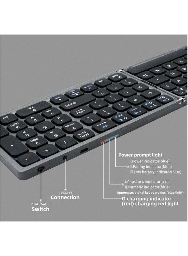 Folding Bluetooth Keyboard For Mobile Phone Tablet Peripherals Wireless Spanish Arabic Keyboard-Color:black Gray-Product Type:English-Spanish - Image 4