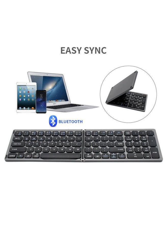 Folding Bluetooth Keyboard For Mobile Phone Tablet Peripherals Wireless Spanish Arabic Keyboard-Color:black Gray-Product Type:English-Spanish - Image 2