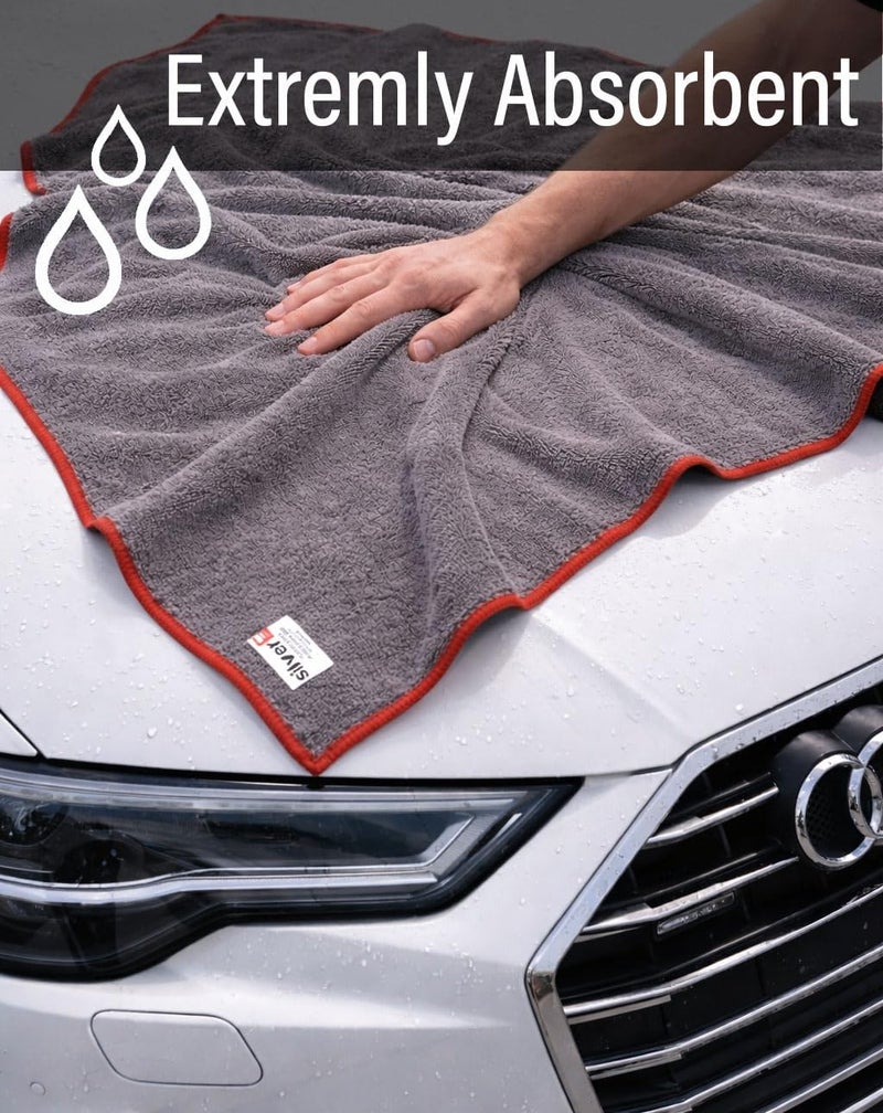 Silver Home Silver-Home® Professional Super Absorbent Car Cleaning & Drying Towel | Large 50x70 cm | Ultra-Soft Microfiber | Premium Streak-Free Finish | Reusable for Car, Glass, and Home Cleaning | Grey - Image 4