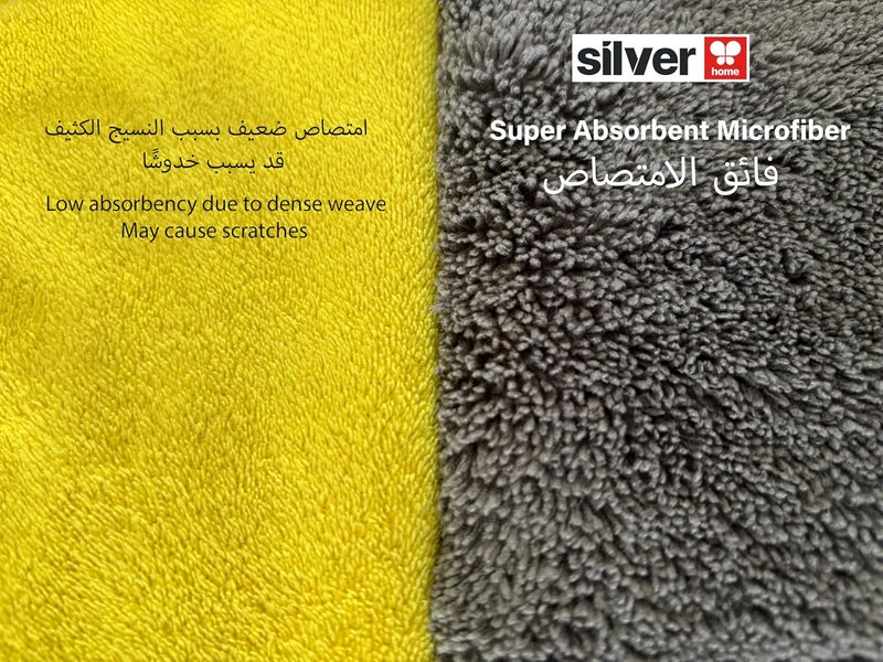 Silver Home Silver-Home® Professional Super Absorbent Car Cleaning & Drying Towel | Large 50x70 cm | Ultra-Soft Microfiber | Premium Streak-Free Finish | Reusable for Car, Glass, and Home Cleaning | Grey - Image 5