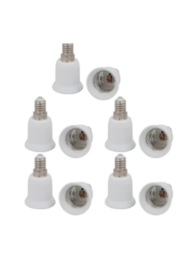10 قطع محول تمديد مصباح E14 إلى E27 حامل مقبس مصباح أبيض