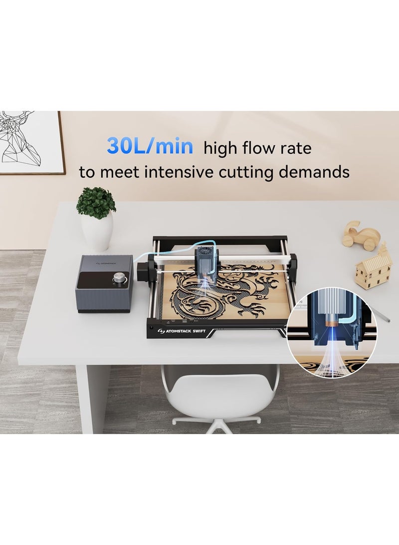 اوتومستاك مضخة الهواء المساعدة ATOMSTACK F40 بسعة 30 لتر/دقيقة لآلات القطع بالليزر وآلات النقش الهوائية: قطع أسرع وأعمق، ضوضاء أقل، اهتزازات أقل - Image 3