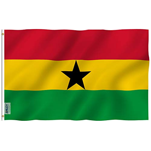 Anley Fly Breeze 3x5 Foot Ghana Flag Vivid Color and Fade proof Canvas Header and Double Stitched Ghanaian National Flags Polyester with Brass Grommets 3 X 5 Ft - Image 1