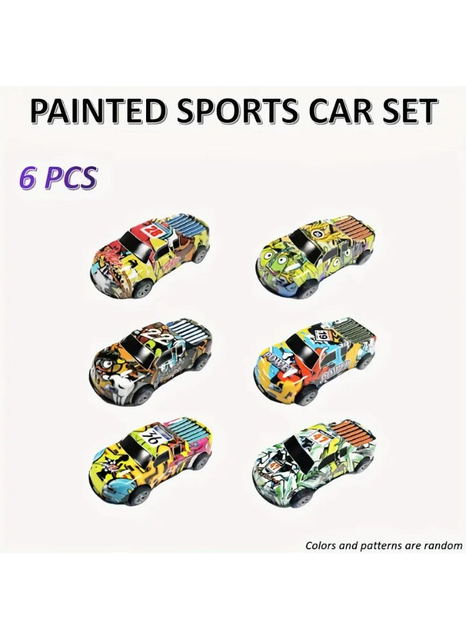 MUMS PLANET 6 Piece Mini Graffiti Cars Set - Diecast Car Models with Artistic Designs - Perfect for Kids and Boys Gifts - Toy Car  - Image 3