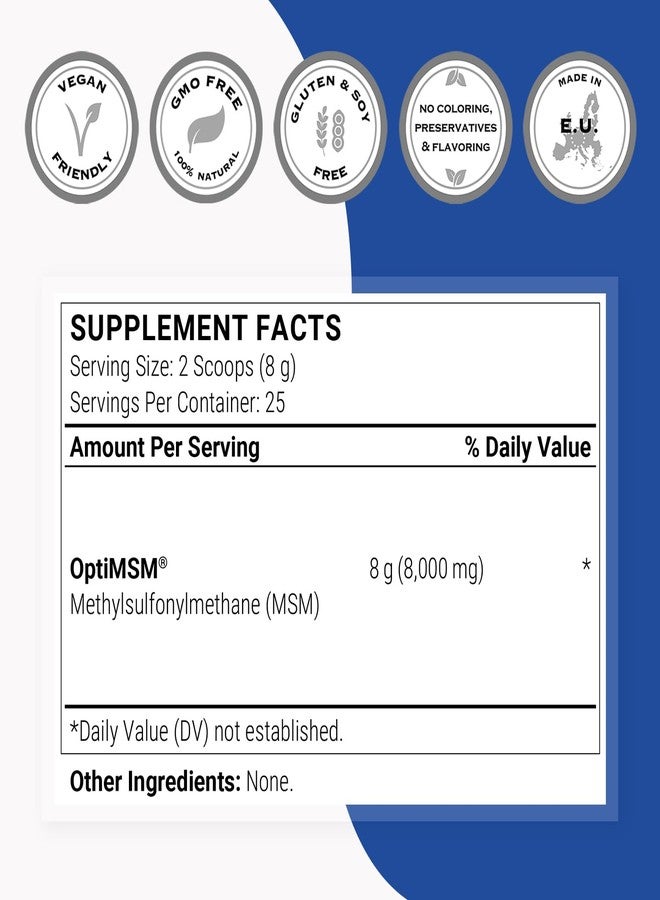 Supersmart - OptiMSM (Methyl-Sulfonyl-Methane) - Patented High Purity Formula | Non-GMO & Gluten Free - 200 g - Image 2