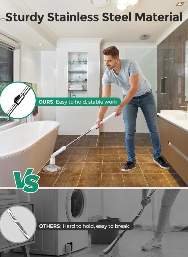 kHelfer Electric Spin Scrubber Kh8, 2024 Upgrade Cordless Shower Scrubber 8 Replacement Head, 1.5H Bathroom Scrubber Dual Speed, Shower Cleaning Brush with Extension Arm for Bathtub Tile Floor - Image 5