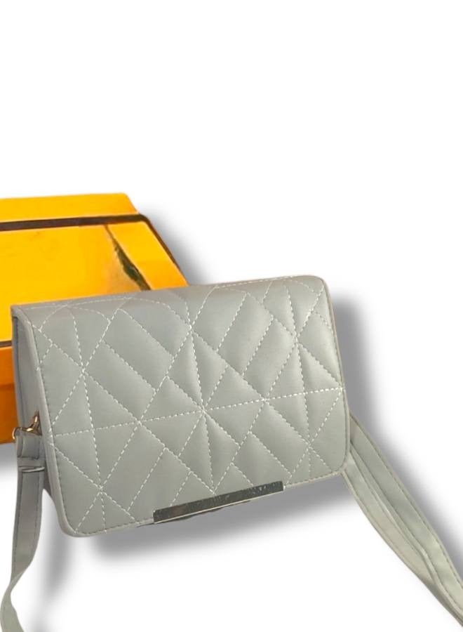 A light grey Crossbody Bag in Imported Leather – A Refined Design Combining Elegance and Functionality”  - Image 1