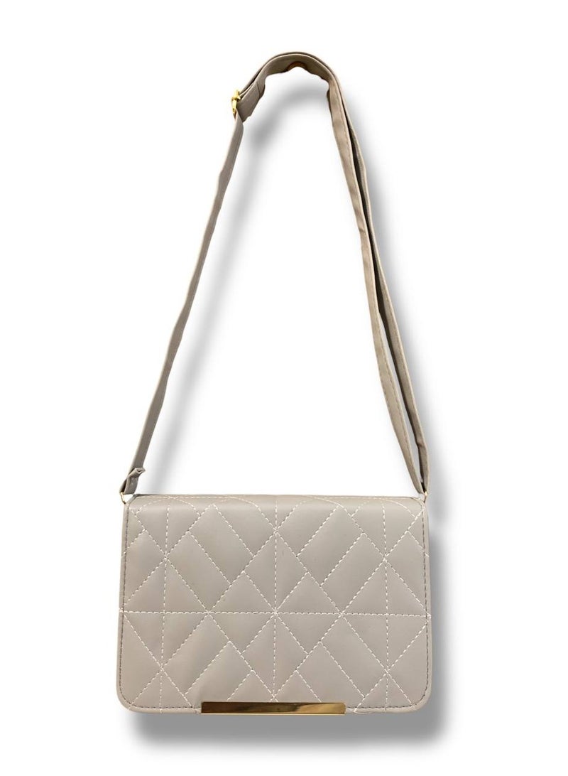 A light grey Crossbody Bag in Imported Leather – A Refined Design Combining Elegance and Functionality”  - Image 2