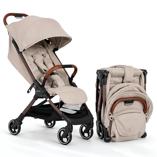 Silver Cross Clic Compact Travel Stroller – (Latte) – Lightweight Baby Stroller for Airplane Travel – One-Hand Fold, Lie-Flat Infant & Toddler Seat – Birth to 55 lb - Image 1