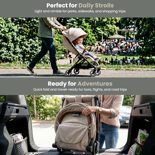 Silver Cross Clic Compact Travel Stroller – (Latte) – Lightweight Baby Stroller for Airplane Travel – One-Hand Fold, Lie-Flat Infant & Toddler Seat – Birth to 55 lb - Image 5