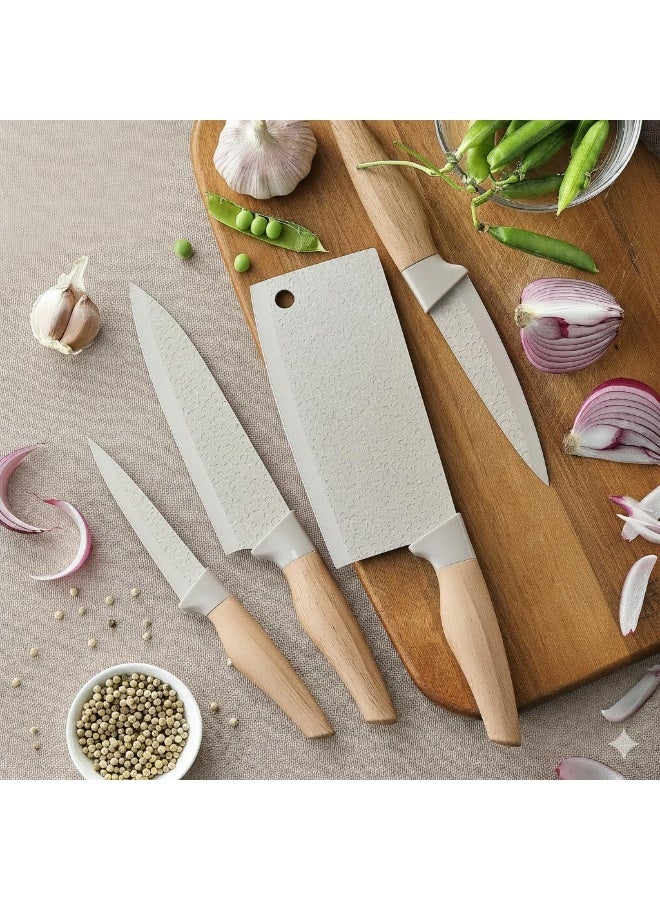 ARGT Knife Set, 6-Piece Khaki Professional Kitchen Knife Set for Chef, Super Sharp Knife Set with Universal Knife Block, Anti-Rust Stainless Steel Kitchen Knife Block Set, Ergonomical Design (Khaki) - Image 2