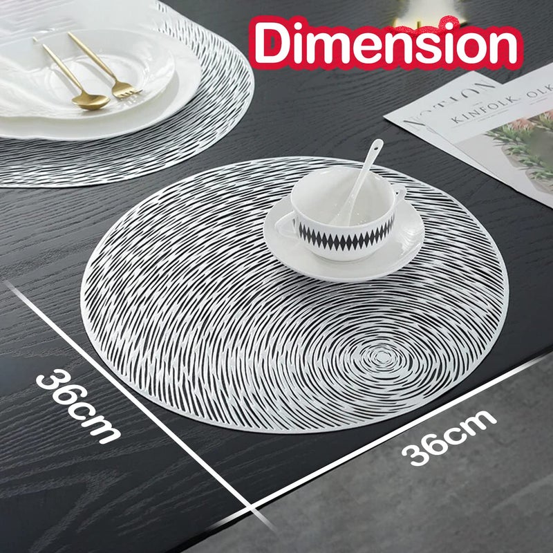 Wearslim Wearslim® Premium Placemat for Dining Table | Cutwork Design Dining Table mats | Pressed Vinyl Placemat for Dining Table Decoration (Design Round- Silver) Pack of- 2 - Image 4