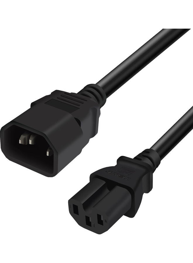 Heavy Duty Computer Power Extension C14 Male to C15 Female Power Cable 1.8 Mtr Black - Image 1