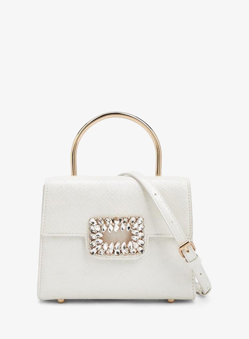 Flora Bella By Shoexpress Metallic Handbag With Crystal Buckle - Image 1