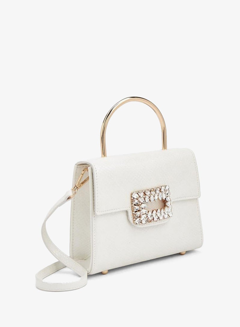Flora Bella By Shoexpress Metallic Handbag With Crystal Buckle - Image 3