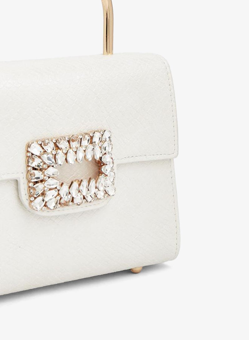Flora Bella By Shoexpress Metallic Handbag With Crystal Buckle - Image 4