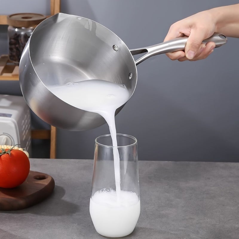 Stainless Steel Milk Pan 18cm with Pouring Spout Compatible Induction Cooker - Image 4