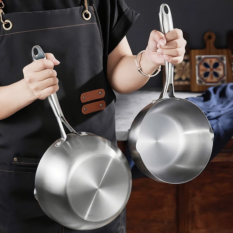 Stainless Steel Milk Pan 18cm with Pouring Spout Compatible Induction Cooker - Image 2