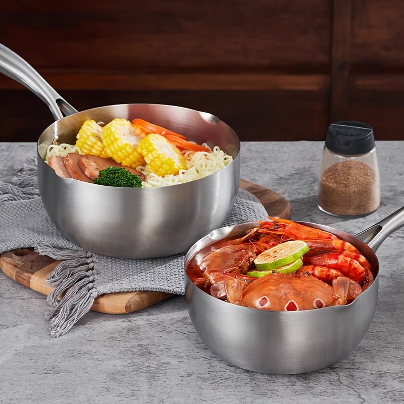 Stainless Steel Milk Pan 18cm with Pouring Spout Compatible Induction Cooker - Image 3