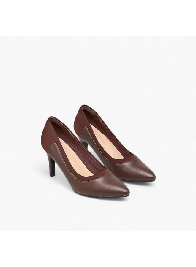 فلورا بيلا من شو إكسبرس Women Panelled Pointed Toe Pumps with Stiletto Heels