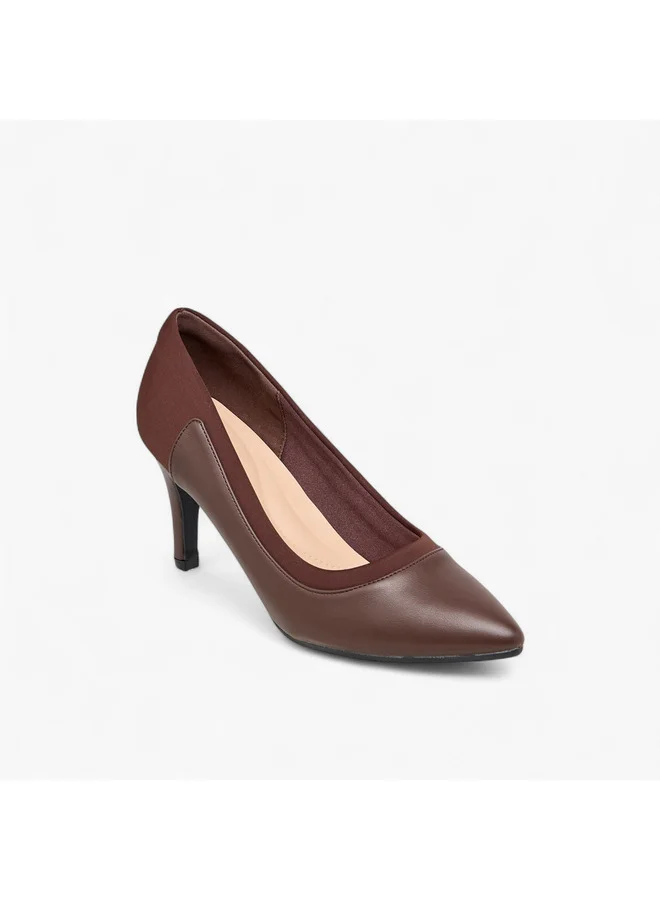 فلورا بيلا من شو إكسبرس Women Panelled Pointed Toe Pumps with Stiletto Heels