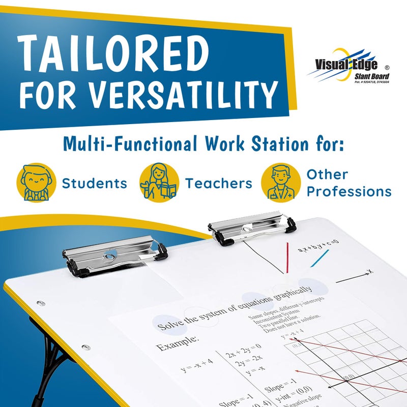 Visual Edge - Slant Board for Writing â€“ Adjustable Magnetic Whiteboard & 22Â° Angle Ergonomic Desk for Reading, Writing, Drawing and Studying â€“ Portable Tabletop Stand for Students & Teachers - Yellow - Image 3
