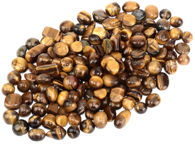 ZenQ 1 lb Tigers Eye Tumbled Stone Chips Crushed Natural Crystal Quartz Pieces 047066 Inch Each