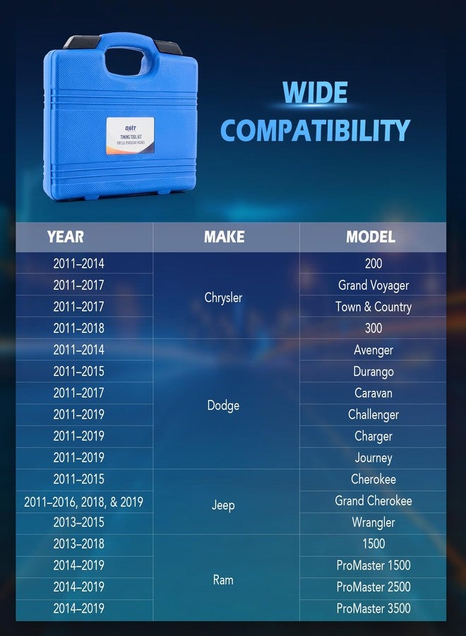 Orion Motor Tech مجموعة أدوات توقيت Orion Motor Tech 3.6 Pentastar، أدوات تثبيت عمود الكامات متوافقة مع معظم سيارات كرايسلر دودج جيب رام من 2011 إلى 2019، أدوات توقيت عمود الكامات 3.6L لـ 10200A 10202A 10369A - Image 2