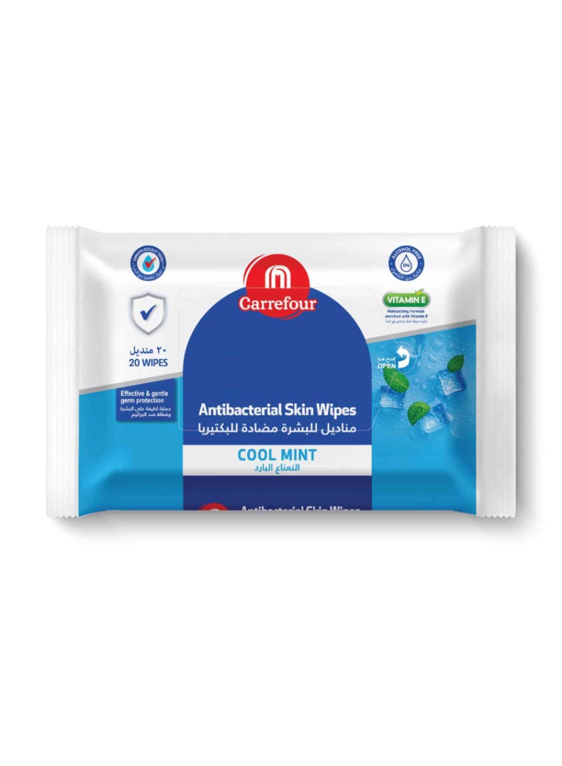 Cool Mint Antibacterial Wipes White 20 Wipes