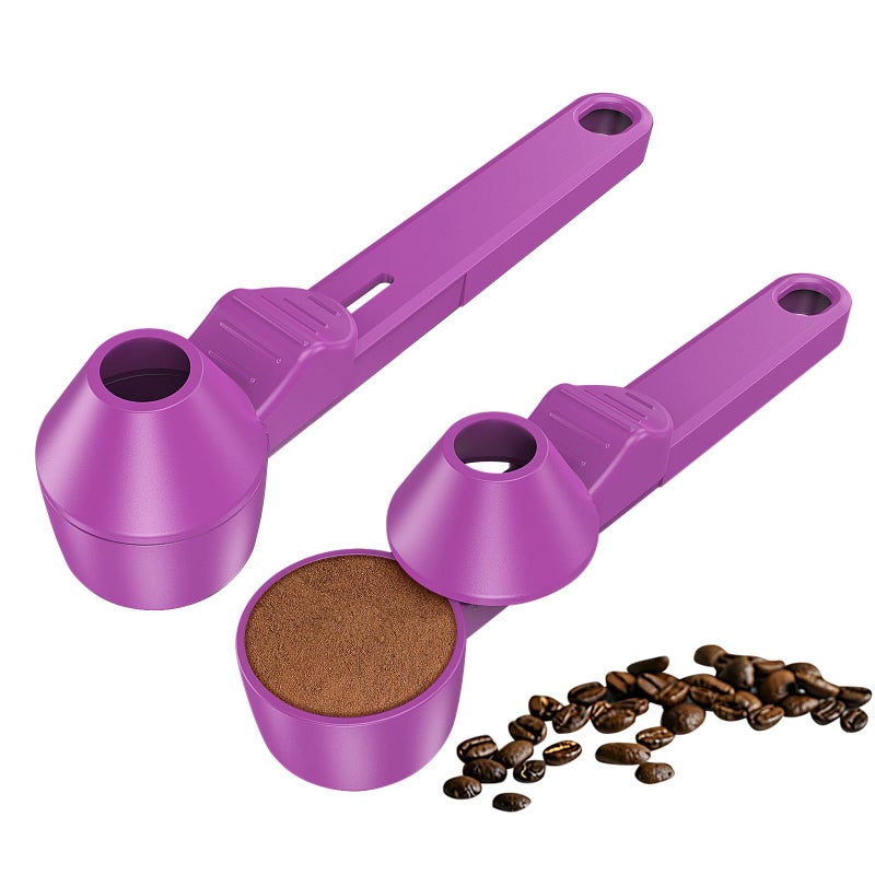 Lov Sprout Coffee Scoop & Funnel for Reusable K Cup Refillable Coffee Pods, Coffee Measuring Spoon 2 Tablespoon Capacity, Scoop with Funnel for Ground Coffee, Protein Powder, Tea (Purple, 2 Pack) - Image 1