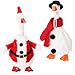 Abbylike 2 Sets Christmas Mini Desk Goose Outfits 7 Inch Cute Magnetic Silly Goose Statue Winter Holiday Decor Gifts for Christmas Holiday Home Office Table Desk Key Holder DecorSanta Claus Snowman - Image 2