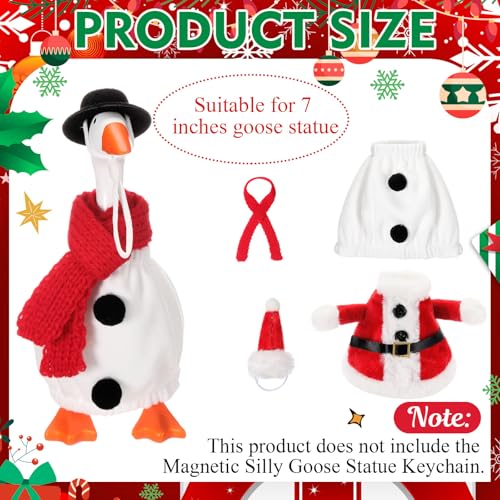 Abbylike 2 Sets Christmas Mini Desk Goose Outfits 7 Inch Cute Magnetic Silly Goose Statue Winter Holiday Decor Gifts for Christmas Holiday Home Office Table Desk Key Holder DecorSanta Claus Snowman - Image 5