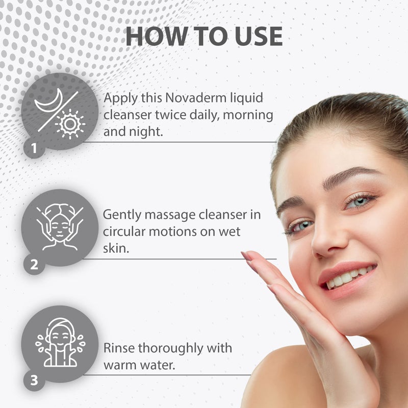 DR. SCHAVIT Novaderm Gentle Cleanser For Combination, Oily and Acne Prone Skin. Face Wash For The Treatment and Clearing of Pimples. Removes Blackheads. 200ml/6.76Fl.Oz - Image 4