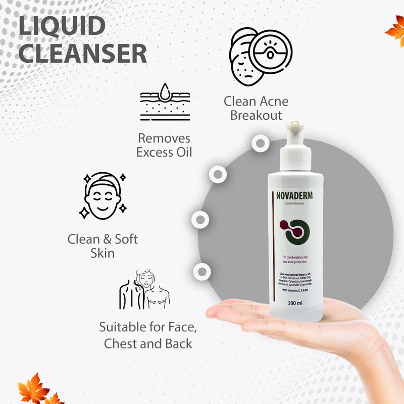 DR. SCHAVIT Novaderm Gentle Cleanser For Combination, Oily and Acne Prone Skin. Face Wash For The Treatment and Clearing of Pimples. Removes Blackheads. 200ml/6.76Fl.Oz - Image 3