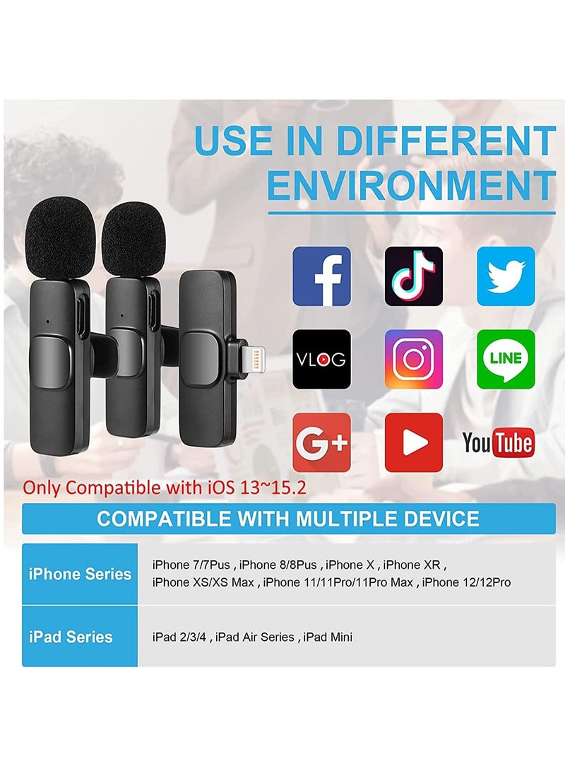 Wireless Microphone for iPhone iPad, Plug-Play Wireless Lavalier Mic with 2 Microphone for Phone Video Recording, Interview, Vlog, Auto Sync and Noise Reduction - Image 4