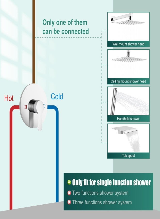 Heyalan Bathroom Shower Valve Mixer Single-Function Single Handle Trim Kit Wall Mount Brass Faucet Shower Rough-In Valve,Female Thread,Round,Polished Chrome - Image 2