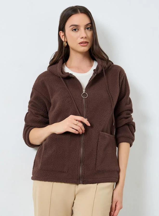Take Two Take Two Women Brown Teddy Hooded Jacket