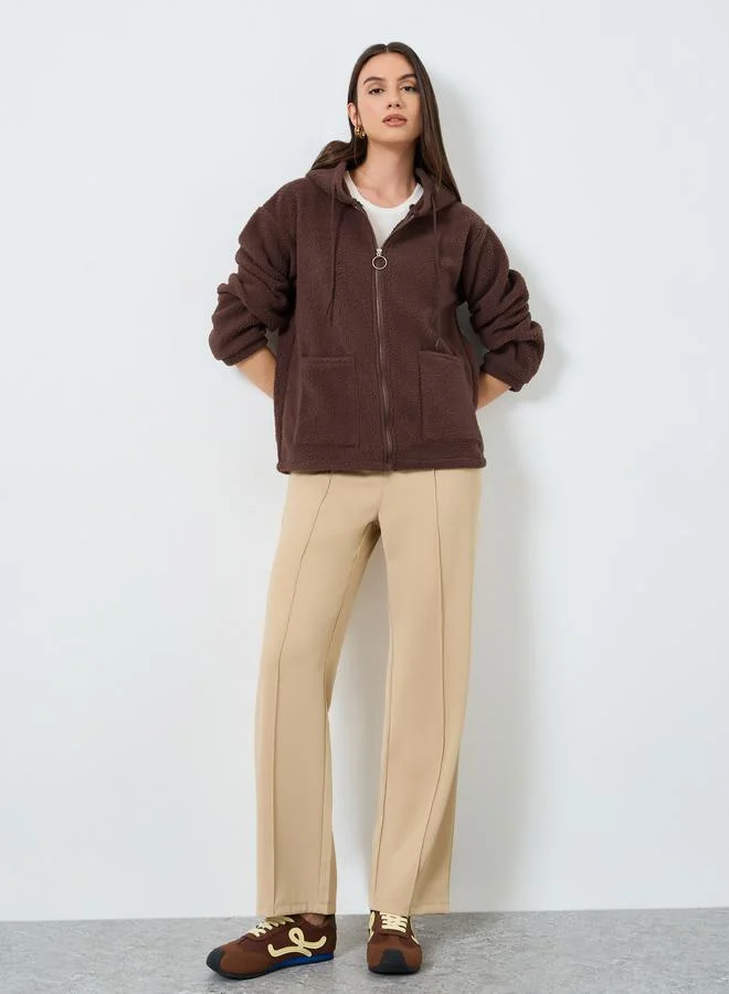 Take Two Take Two Women Brown Teddy Hooded Jacket