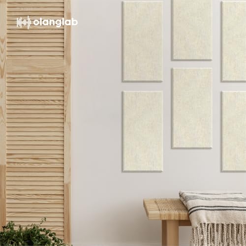 Olanglab Fiberglass Acoustic Wall Panels 4 Pack, 11.8'' x 23.6'' Sound Panels, Fabric Wrapped Sound Proof Panels for Walls (White) - Image 3