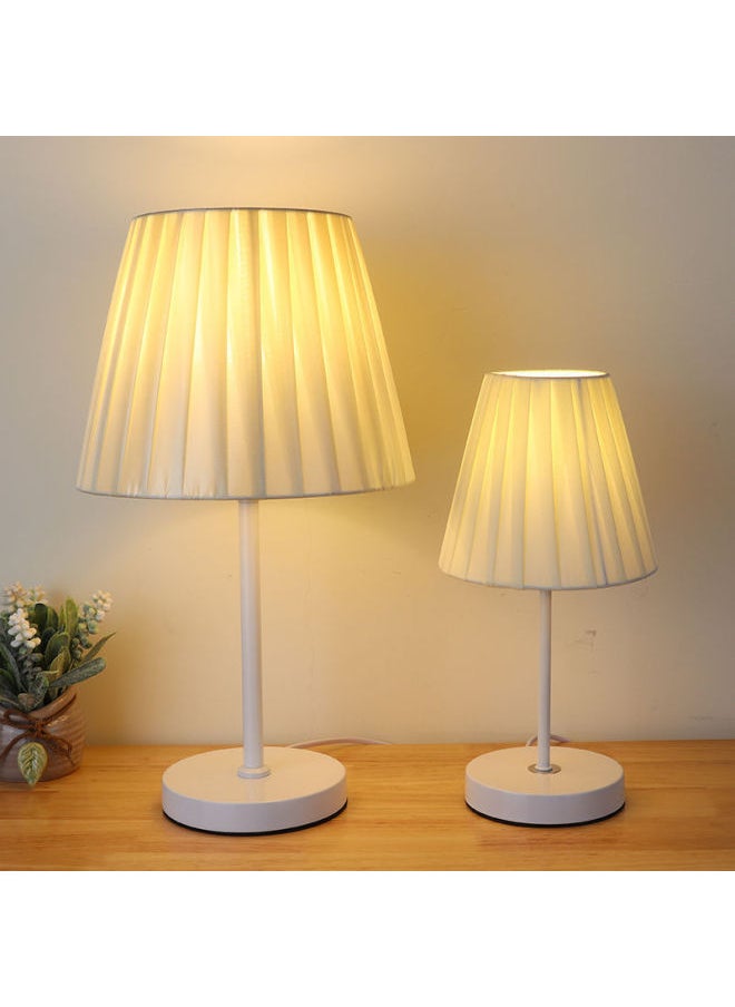 Generic - Bedroom Bedside Lamp Net Red Light Girl's Heart Nordic Retro Table Lamp Decoration Ins Girl's High-value Nightlight-Color:Fabric-white Large-9w-button Switch-single Color Warm Light - Image 1