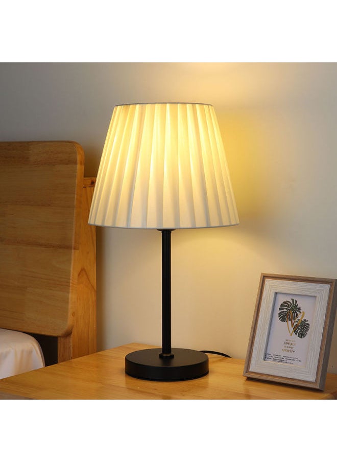 Generic - Bedroom Bedside Lamp Net Red Light Girl's Heart Nordic Retro Table Lamp Decoration Ins Girl's High-value Nightlight-Color:Fabric-white Large-9w-button Switch-single Color Warm Light - Image 1