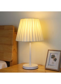 Bedroom Bedside Lamp Net Red Light Girl's Heart Nordic Retro Table Lamp Decoration Ins Girl's High-value Nightlight-Color:Fabric-white Large-9w-button Switch-single Color Warm Light